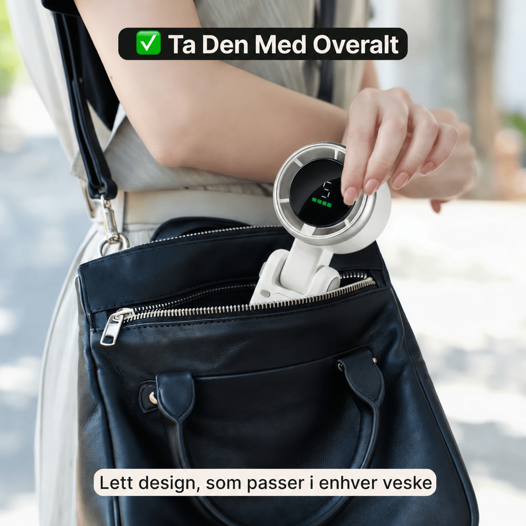 Bærbar turboventilator – Oppladbar nakkeventilator - AVABeauty.no